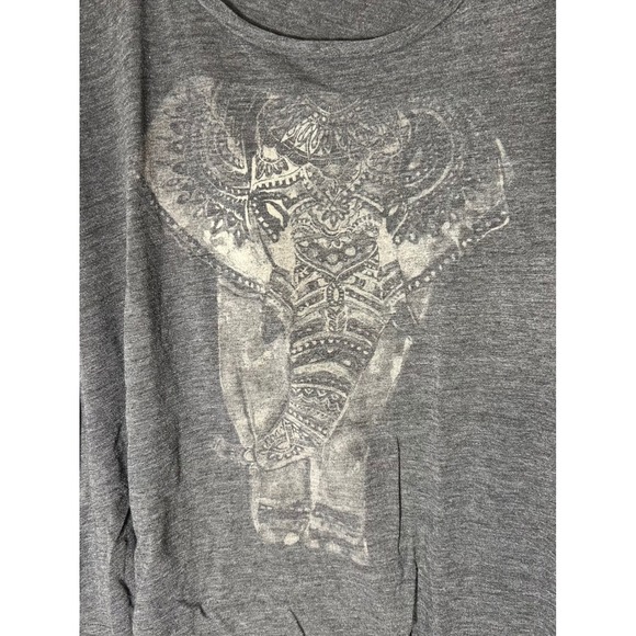 Lucky Brand Womens XXL Charcoal Gray Elephant Scoop Neck Short Sleeve Tee - Picture 2 of 6